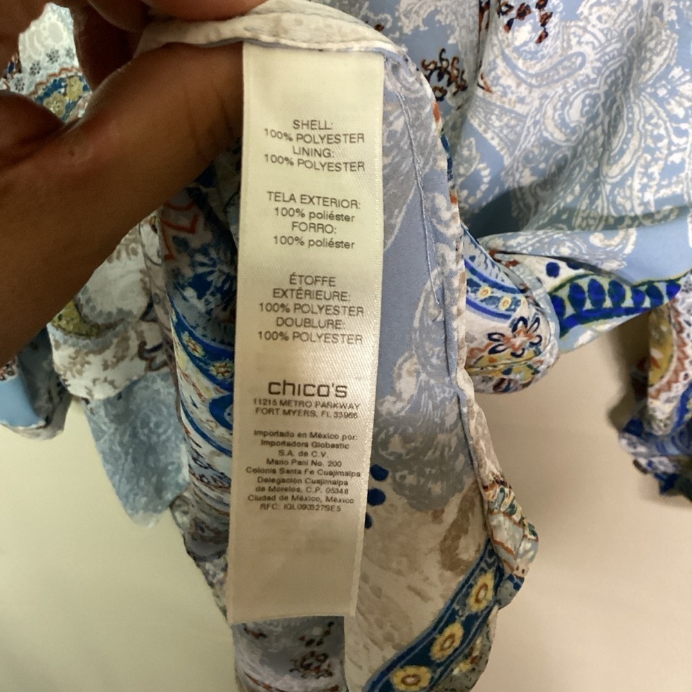 Chico's plus size 3 16 18 2X Blue and White Asymmetrical Tunic Fall Top - Picture 16 of 16